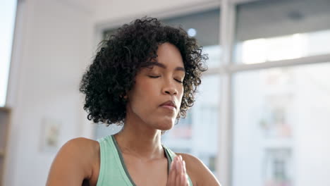 meditation, yoga and zen with face of woman