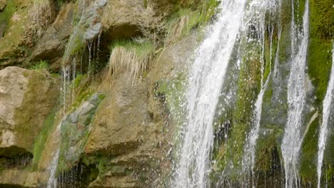 Ruta-dels-Set-Gorgs-de-Campdevànol---Slow-motion-detail-shot-of-the-waterfalls-flowing-along-the-Route-of-Seven-Pools-in-Catalonia-Spain