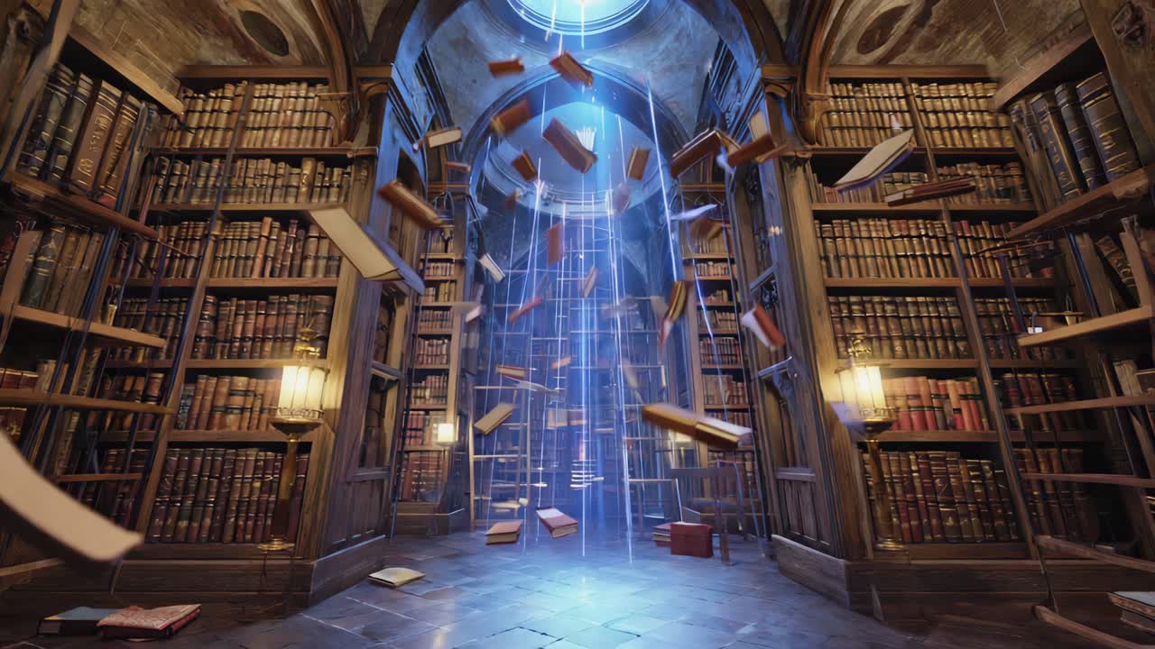 Library with Floating Books