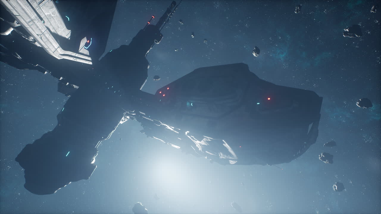 concepto futurista de una nave espacial en el universo oscuro