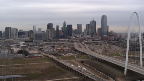 establishing drone shot of downtown dallas