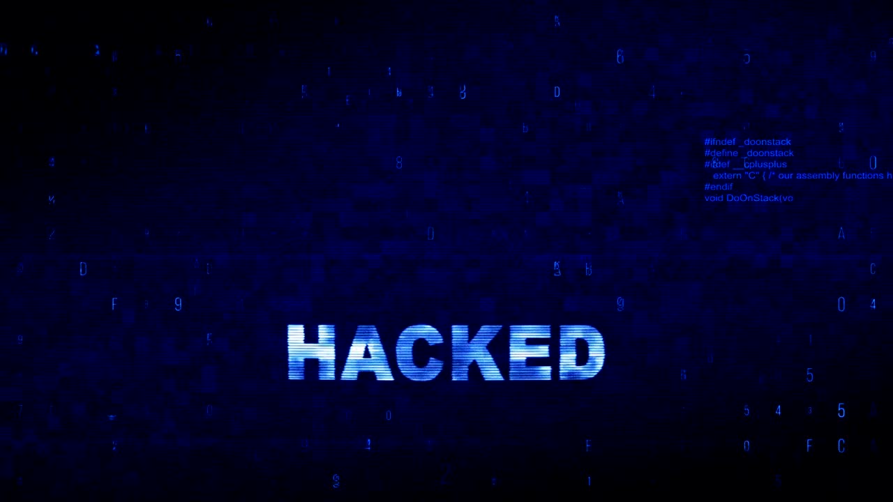 Hacked Text Digital Noise Twitch Glitch Distortion Effect Error Animation.
