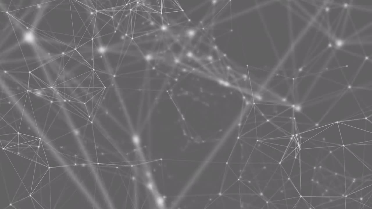 Digital animation of network of connections floating against grey background