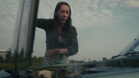 woman with car trouble