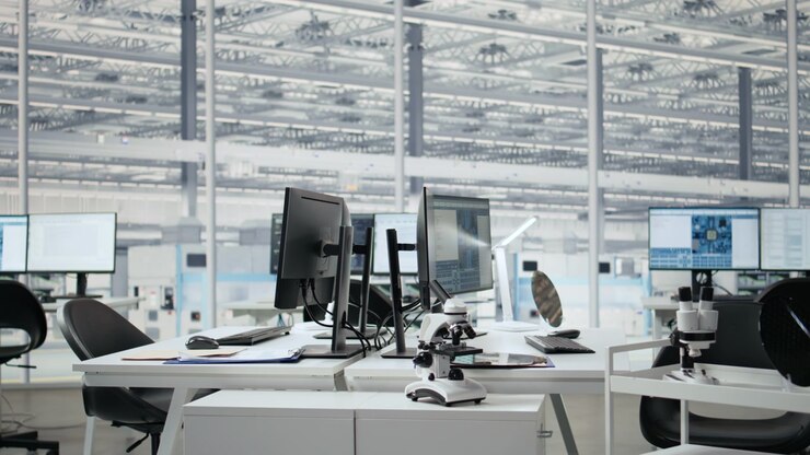 Analyseren van microchiparchitectuursystemen, computers en leeg engineeringkantoor