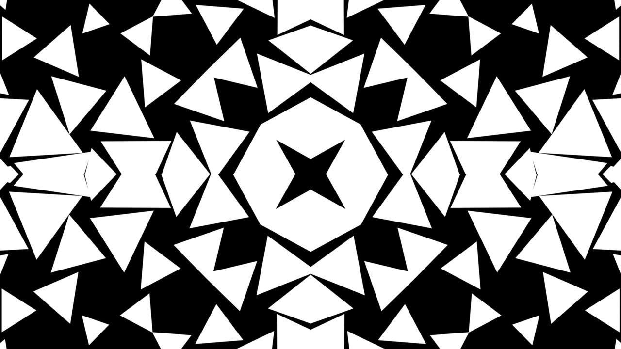 Abstract Geometric Kaleidoscope Animation with Expanding White Triangles