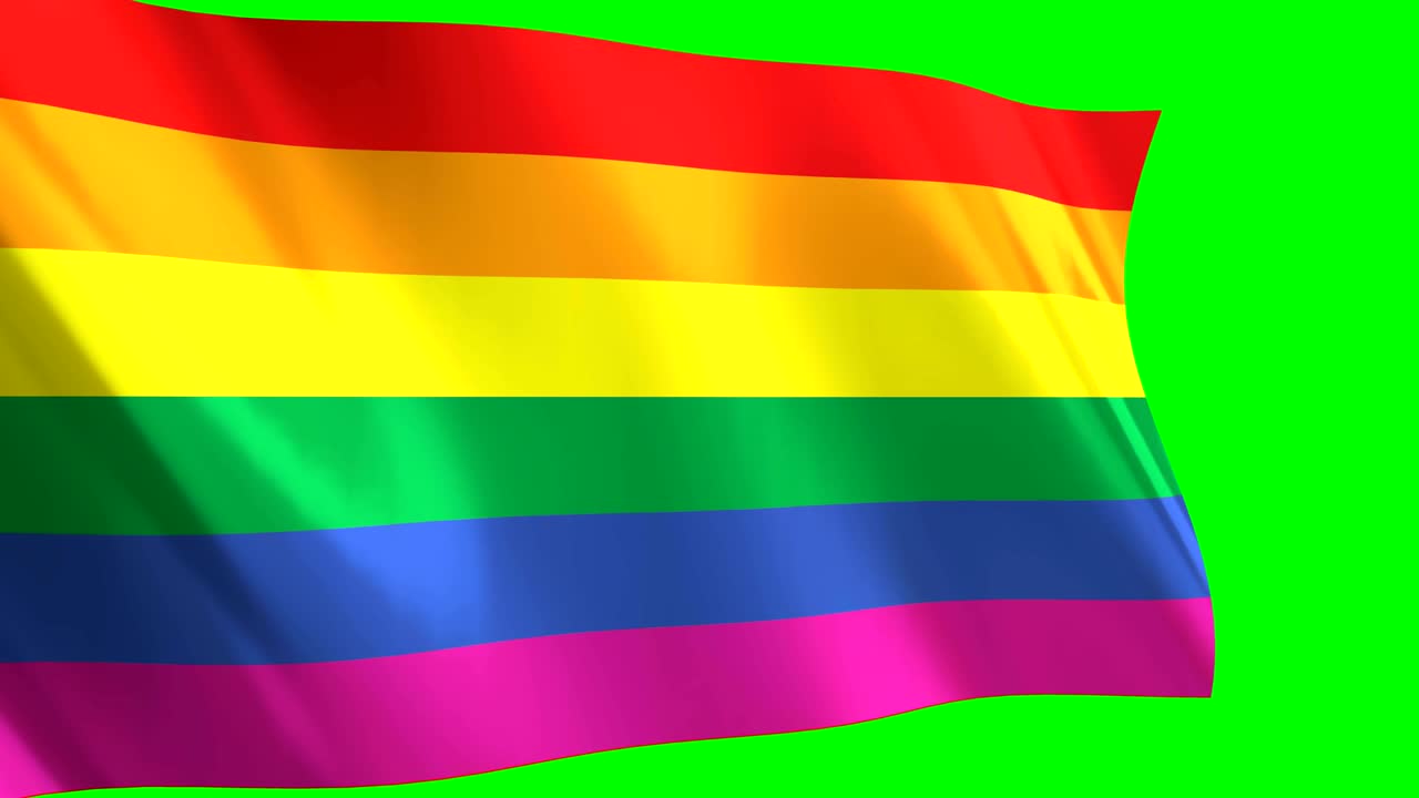 la bandera gay del arco iris agitando