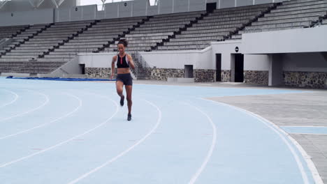 woman running on a track