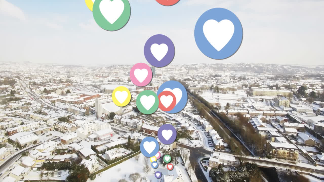 Flying heart icons 4k