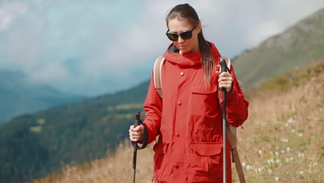 woman hiking in mountains