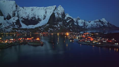aerial view of lofoten islands beautiful landscape during winter