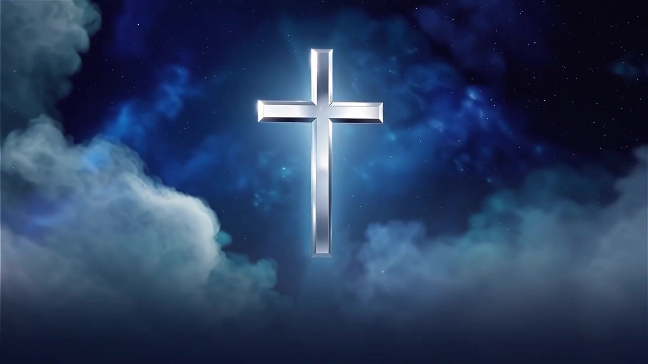 Croce Cristiana Luce Celestiale Sfondo per il Culto.