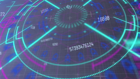 animación del escaneo del alcance y los números que cambian en la cuadrícula en segundo plano