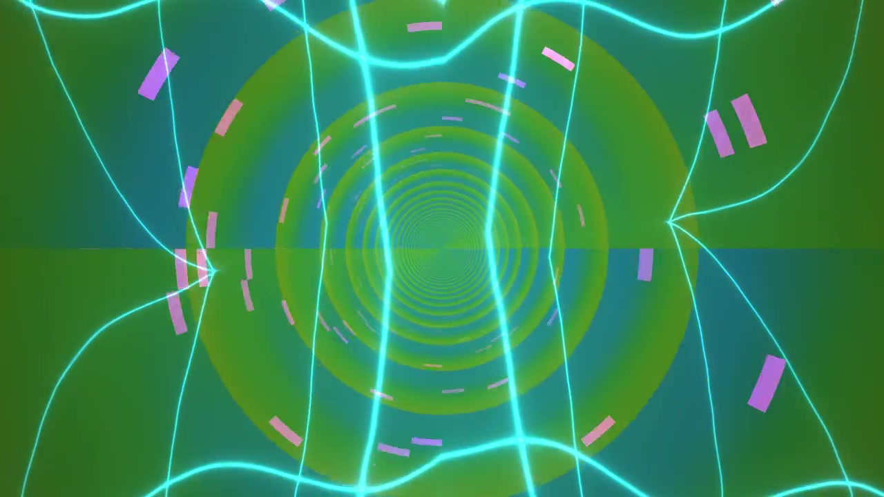 Abstract Tunnel Animation with Glowing Neon Lines and Floating Rectangles
