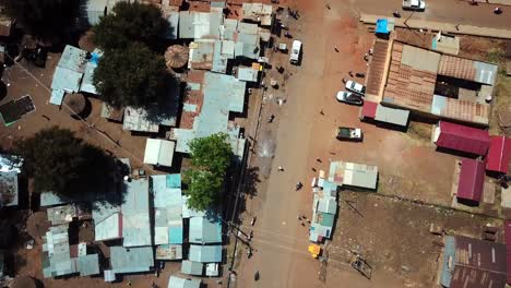 overhead view of moroto rural townscape in karamoja region, uganda, east africa