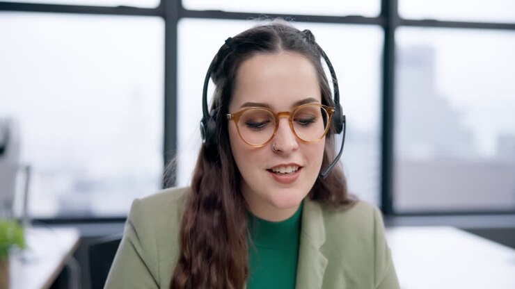 Consulenza, telemarketing e donna che parla