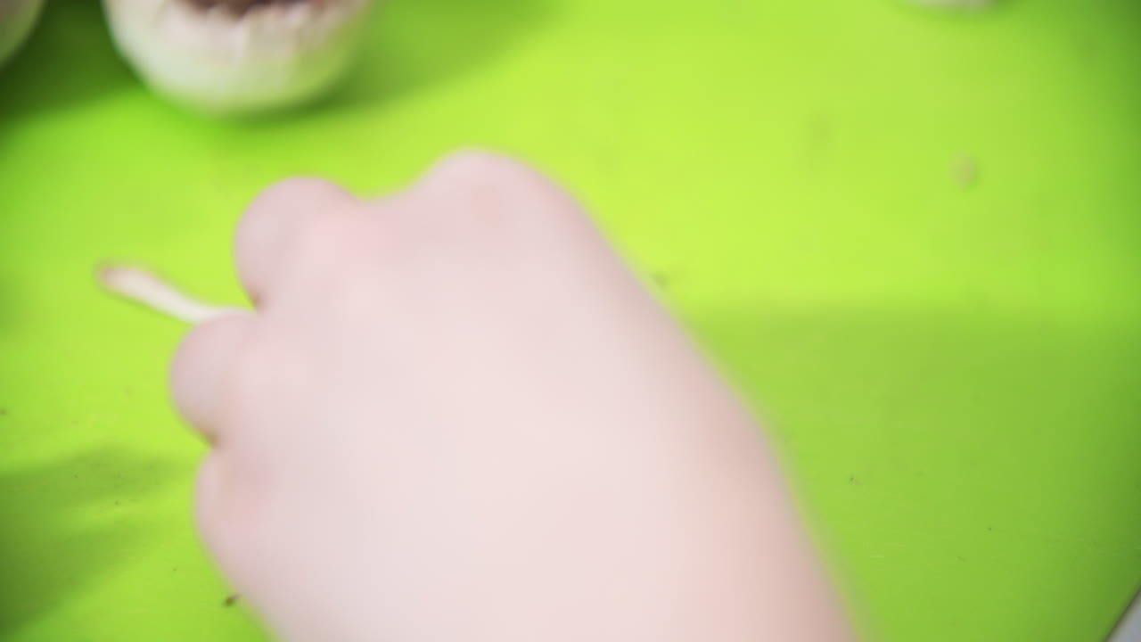 Slicing Mushrooms Close Up