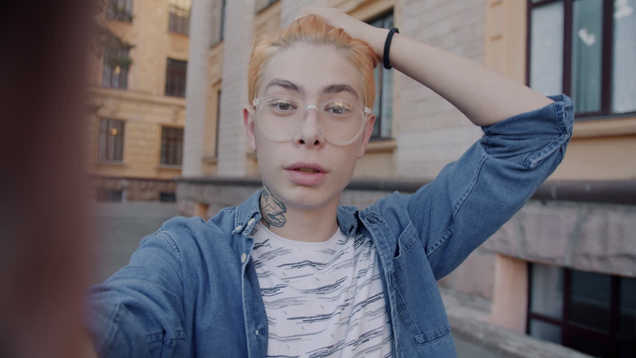 Young Person Taking Selfie Outdoors