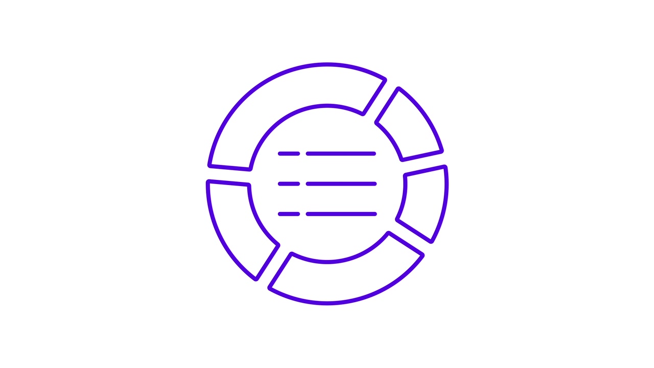 Animated Line Art Pie Chart Icon for Data Visualization