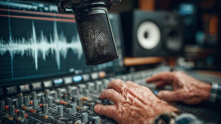 Capturing Sound: An Intimate Look at the Art of Audio Mixing and Recording, Showcasing the Intricate Control of Soundwaves in a Professional Studio Setting