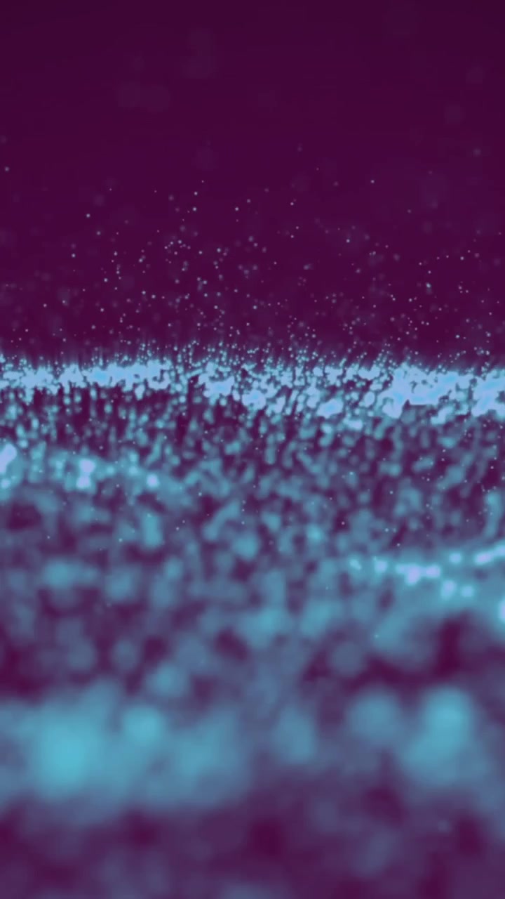 Animation of glowing blue undulating network of particles on black background