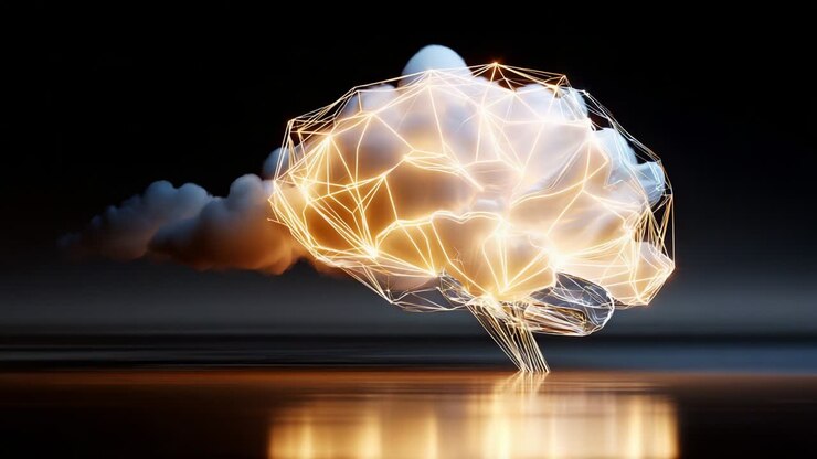Una straordinaria rappresentazione visiva di un costrutto cerebrale nuvoloso, che fonde elementi di natura e tecnologia in una straordinaria dimostrazione di creatività artistica, luce e innovazione, catturata in due fotogrammi