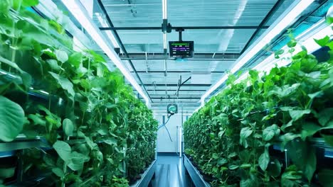 indoor vertical farm with green plants