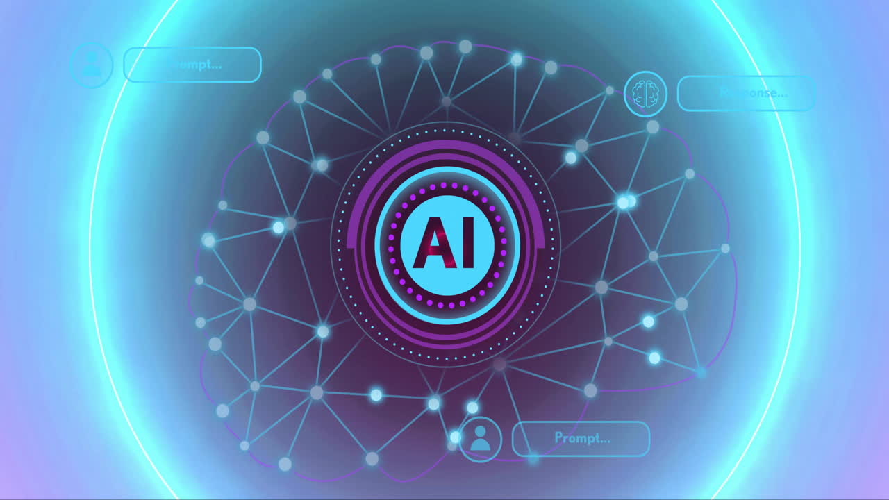 animación de texto y procesamiento de datos sobre fondo negro