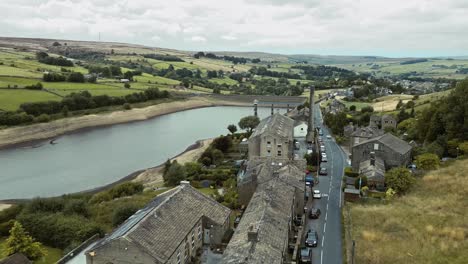 aerial drone footage of a rural west yorkshire