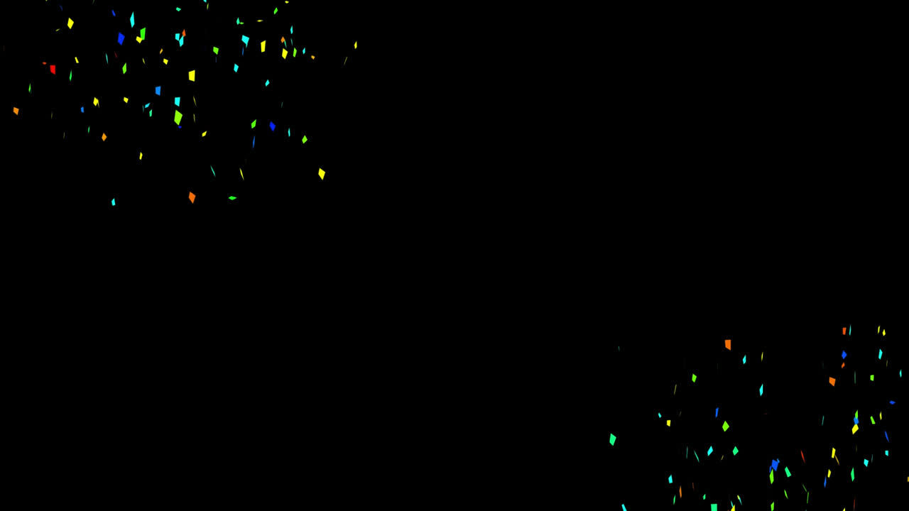 검은색 배경에 떨어지는 반이는 다채로운 반점 집합의 애니메이션