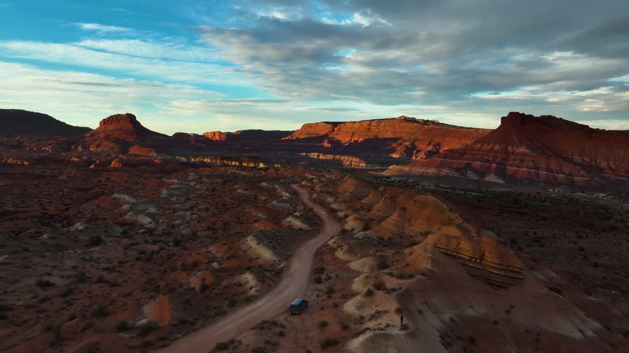 Utah Landscape With Rainbow Mountains In United States - Aerial Pullback