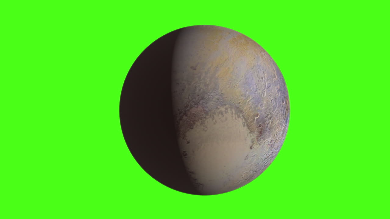 Green Screen Dwarf Planet Pluto Rotating with Custom Background - 3D CGI Animation