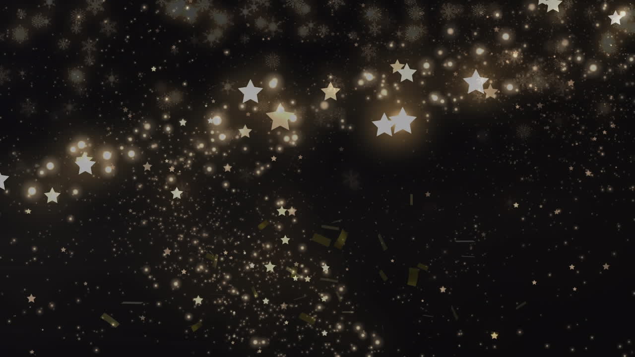 검은색 배경 에 있는 콘페티 와 눈송이 의 애니메이션