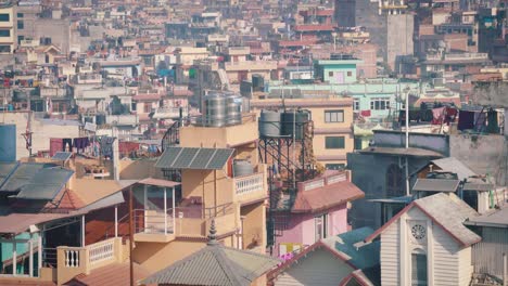 the beautiful city of kathmandu, nepal with different buildings and houses - aerial shot