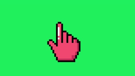 animation red mouse cursor isolate on green background.