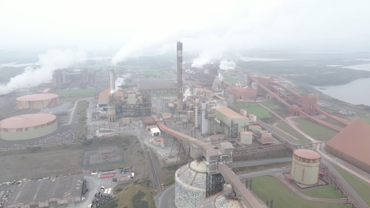 Flying Above Aughinish Alumina, Russian-owned Alumina Refinery In County Limerick, Ireland. Aerial Drone Shot