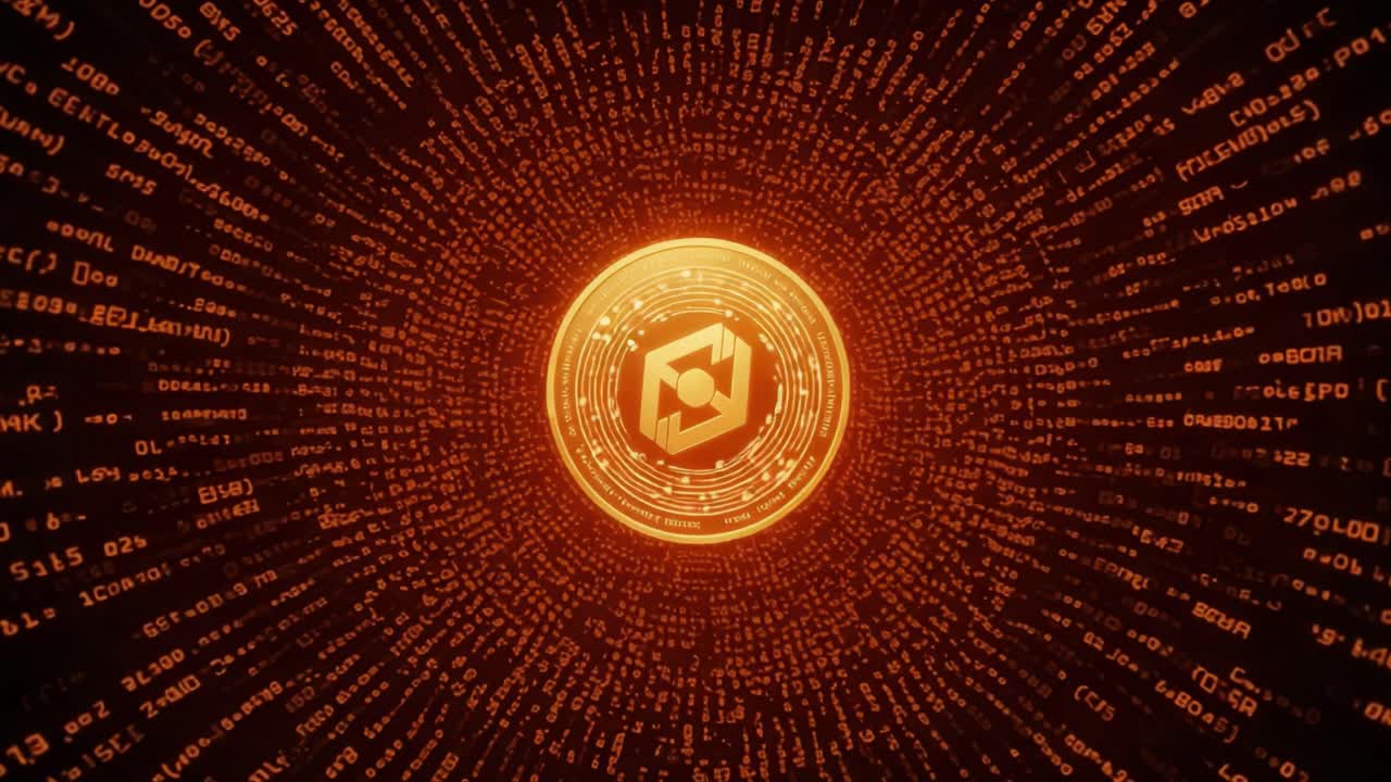 A captivating visualization of a radiant digital sphere emanating complex data patterns and symbols, symbolizing the convergence of technology and innovation in a futuristic context