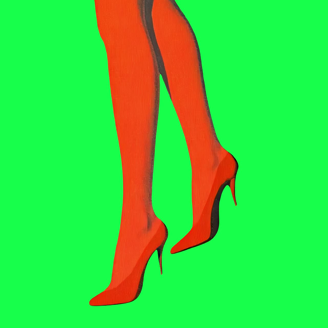 Vibrant legs in high heels animation, transparent 4K video, green screen