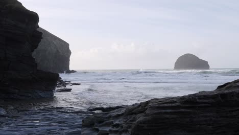 stunning coastline at trebarwith beach cornwall uk