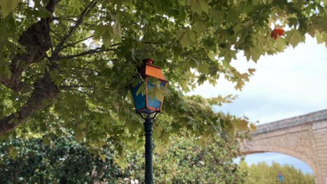 a orange lamp on the park