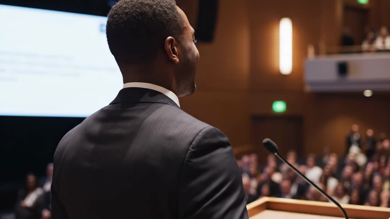 Speaker Giving a Presentation at a Conference