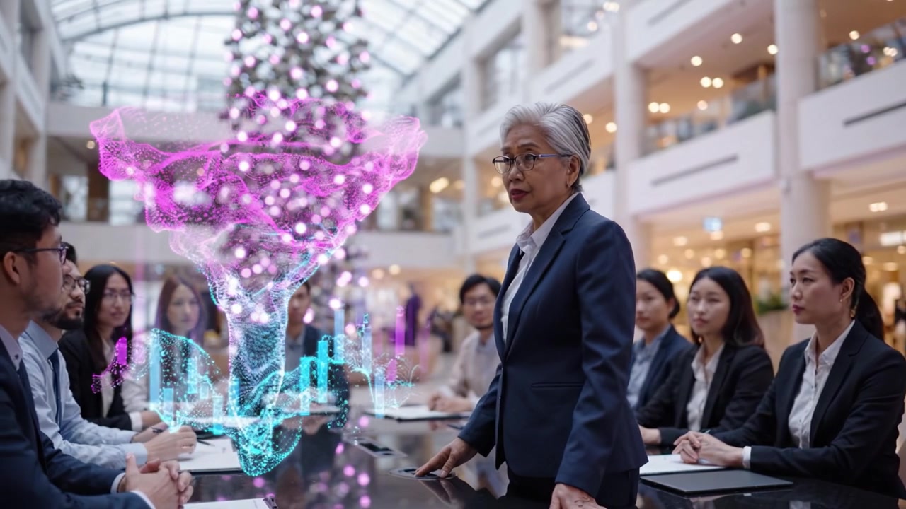 Engaging Business Presentation with 3D Data Visualization Among Conference Participants During Holiday Season in a Modern Office Environment