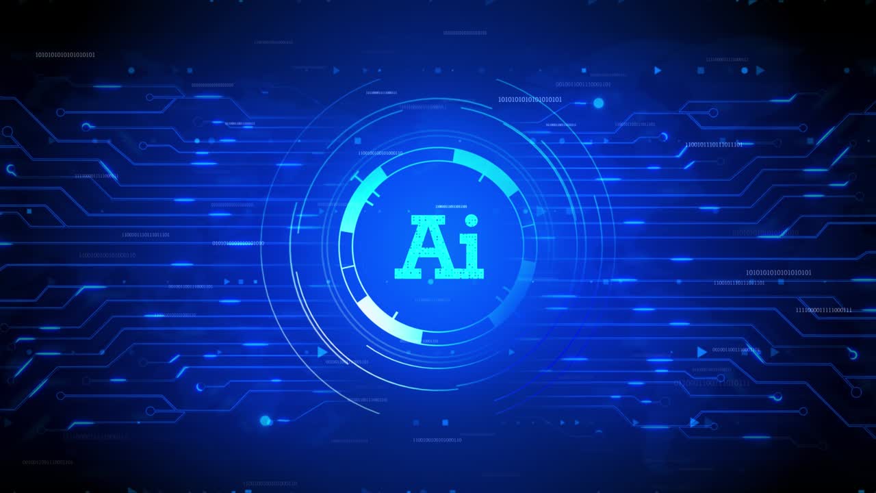 inteligencia artificial y concepto de aprendizaje automático. animación de bucle de símbolo ai.