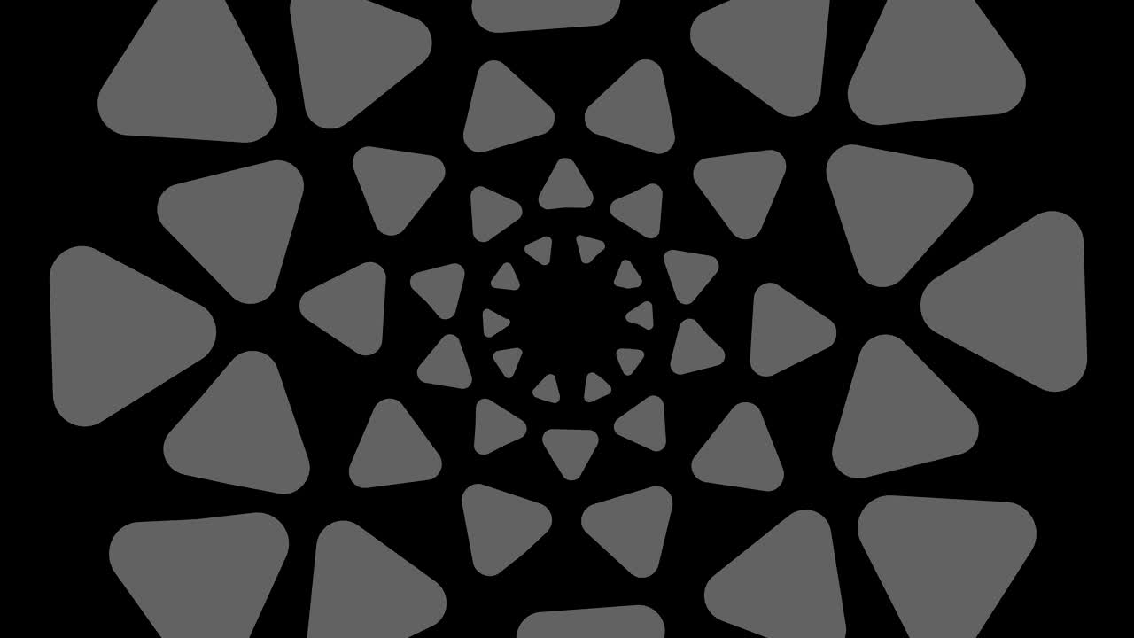 Graphic drawing in black and white with stroboscopic and hypnotic effect, while it rotates clockwise and increases in size.