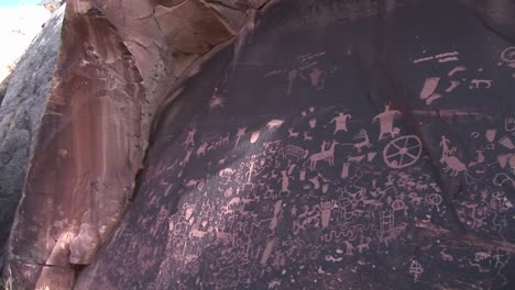 panright across ancient american indian petroglyphs at newspaper rock utah