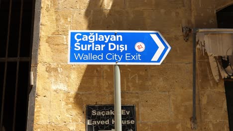 sign of walled city exit in nicosia, cyprus