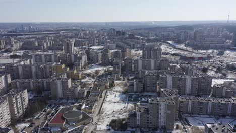 Flying-OverResidential-Apartment-Buildings-Block-of-Flats-of-Soviet-Period-in-Vilnius-Fabijoniskes-District