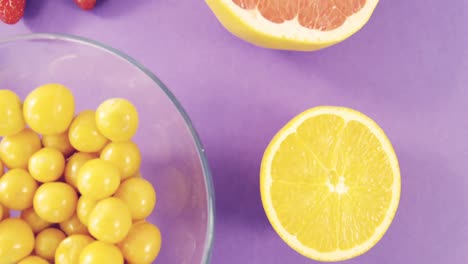 water bottle, fruits, vegetable and measuring tape