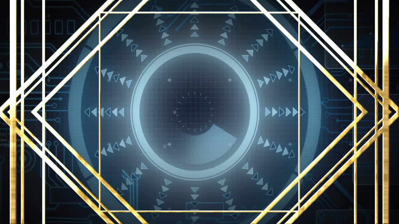 Animating geometric shapes and arrows over circular digital interface