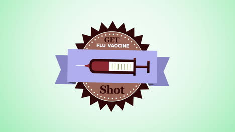 animación del texto de la vacuna contra la gripe en fondo verde